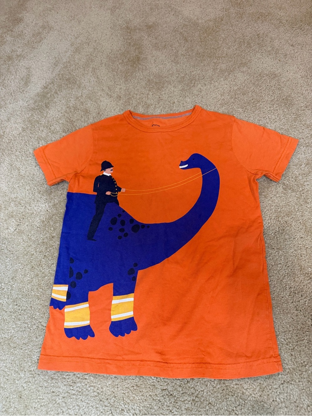 Mini Boden Orange Dinosaur Graphic Tee Kids Whimsical Dino Shirt